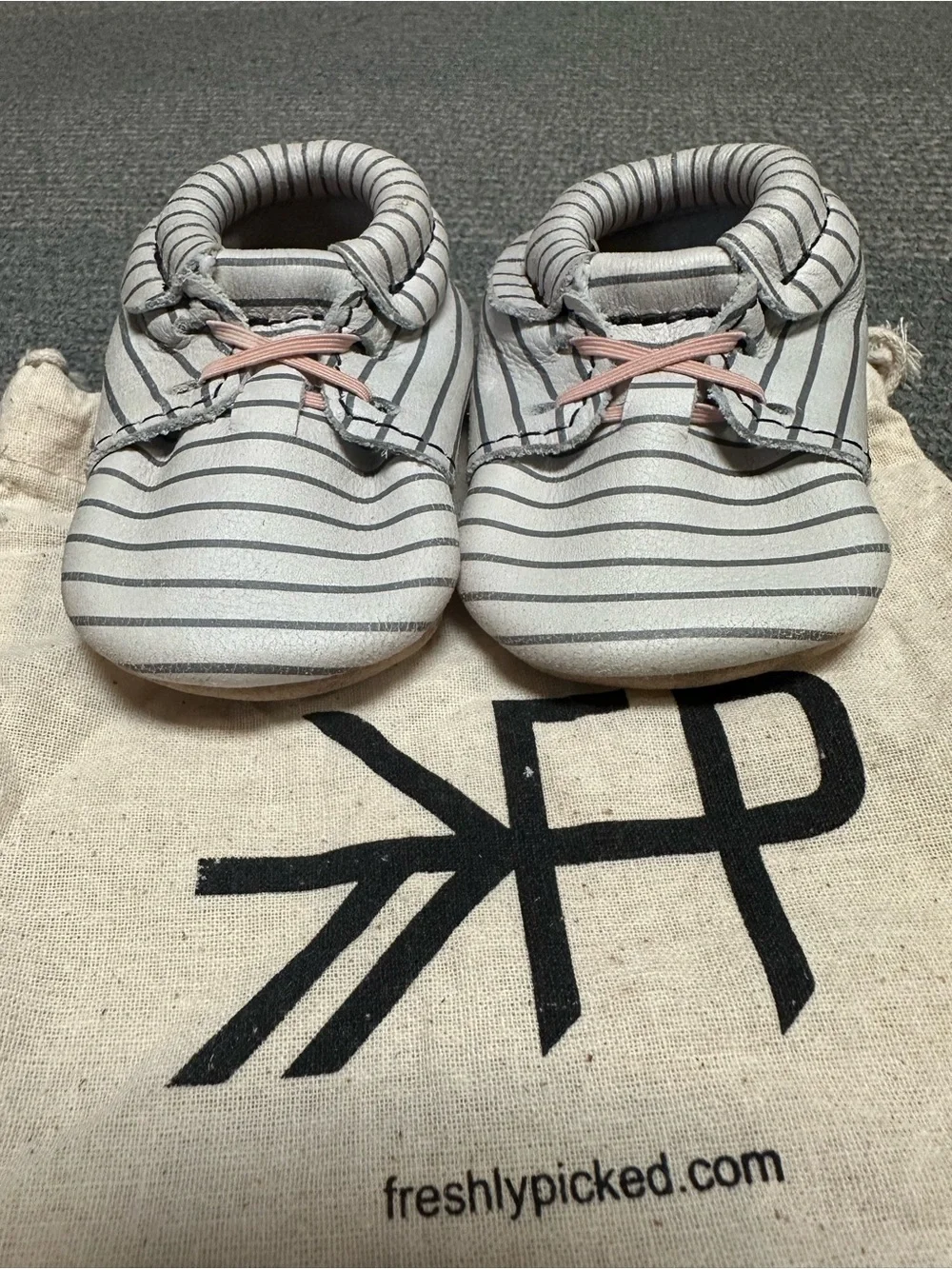 Freshly Picked Striped Light Gray Moccasins